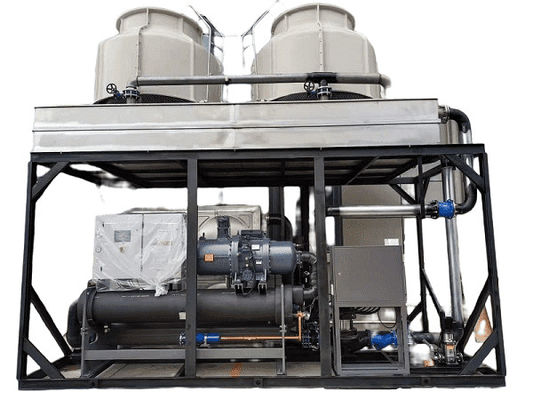 satın al 100hp Su soğutmalı vida tipi düşük sıcaklıklı soğutucu, enjeksiyon kalıplama makinesi için çift Hanbell kompresörleri online manufacture