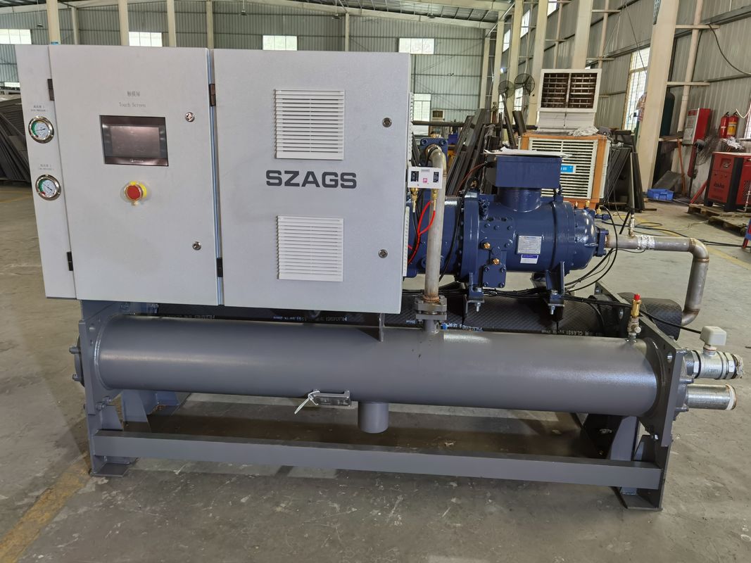 100hp su soğutmalı vida tipi soğutucu Hanbell kompresörü ile soğutma karıştırma tankı için kullanılır