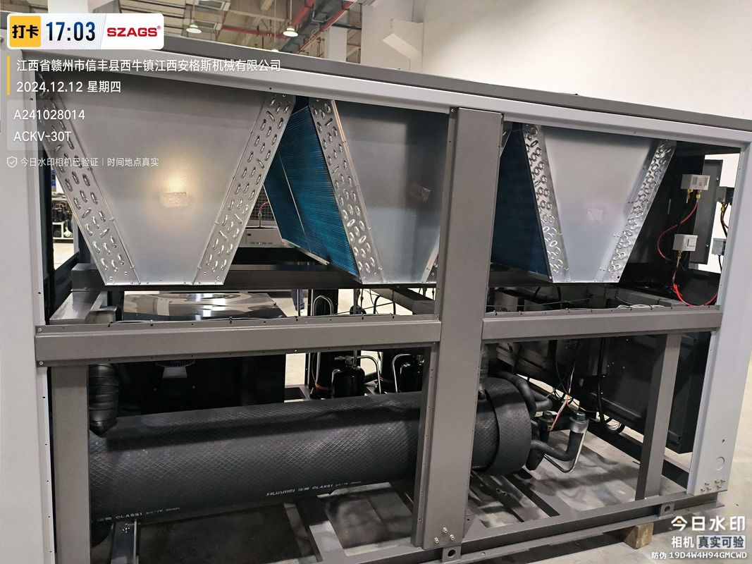 Yüksek verimlilikli 30HP hava soğutmalı roll endüstriyel inverter soğutucu plastik enjeksiyon kalıplama ve gıda işleme uygulamaları için